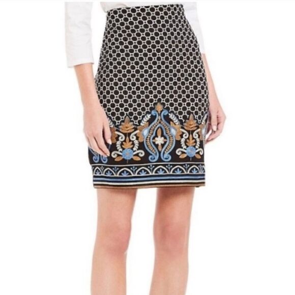 J. McLaughlin Honeycomb Embroidered Skirt 4 Bees Floral Boho Preppy Fairycore - Picture 1 of 10